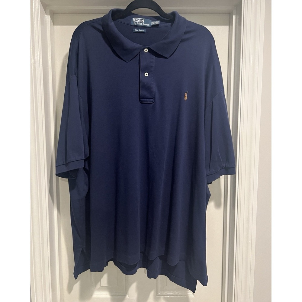 Polo Ralph Lauren Pima Soft Touch Polo Shirt 3XB Big Navy Blue Cotton